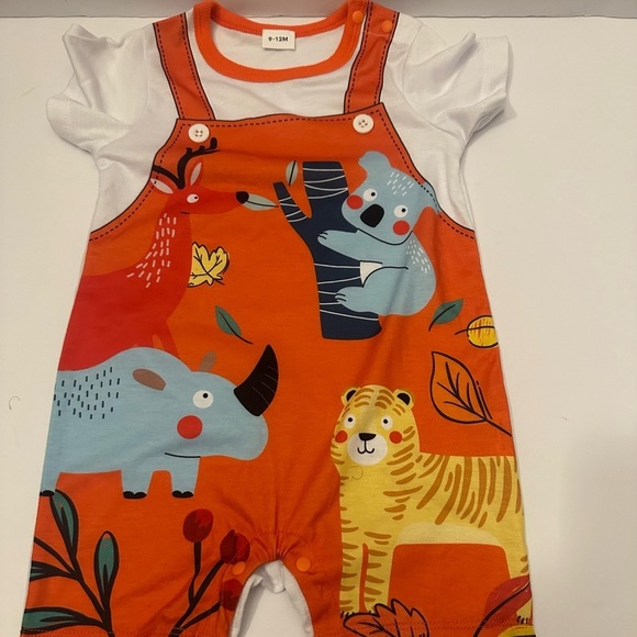 Orange Animal Print Baby Onesie/ Dinosaur Puzzle Bundle. 2 for the price of one - Picture 3 of 4